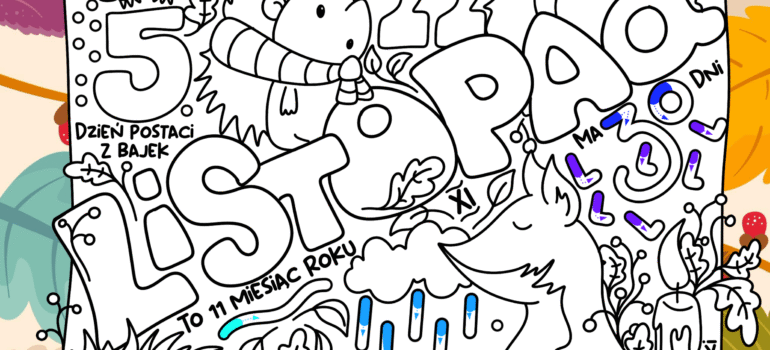 Kolorowanka Listopad – Kartka z Kalendarza z Literką L