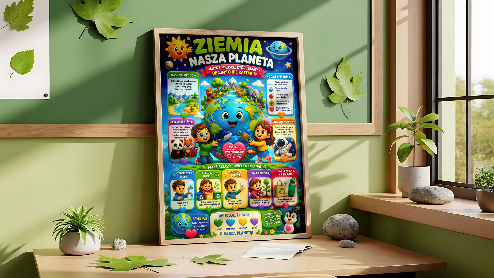 plakaty edukacyjne dla dzieci - ziemia nasz planeta - ekologia